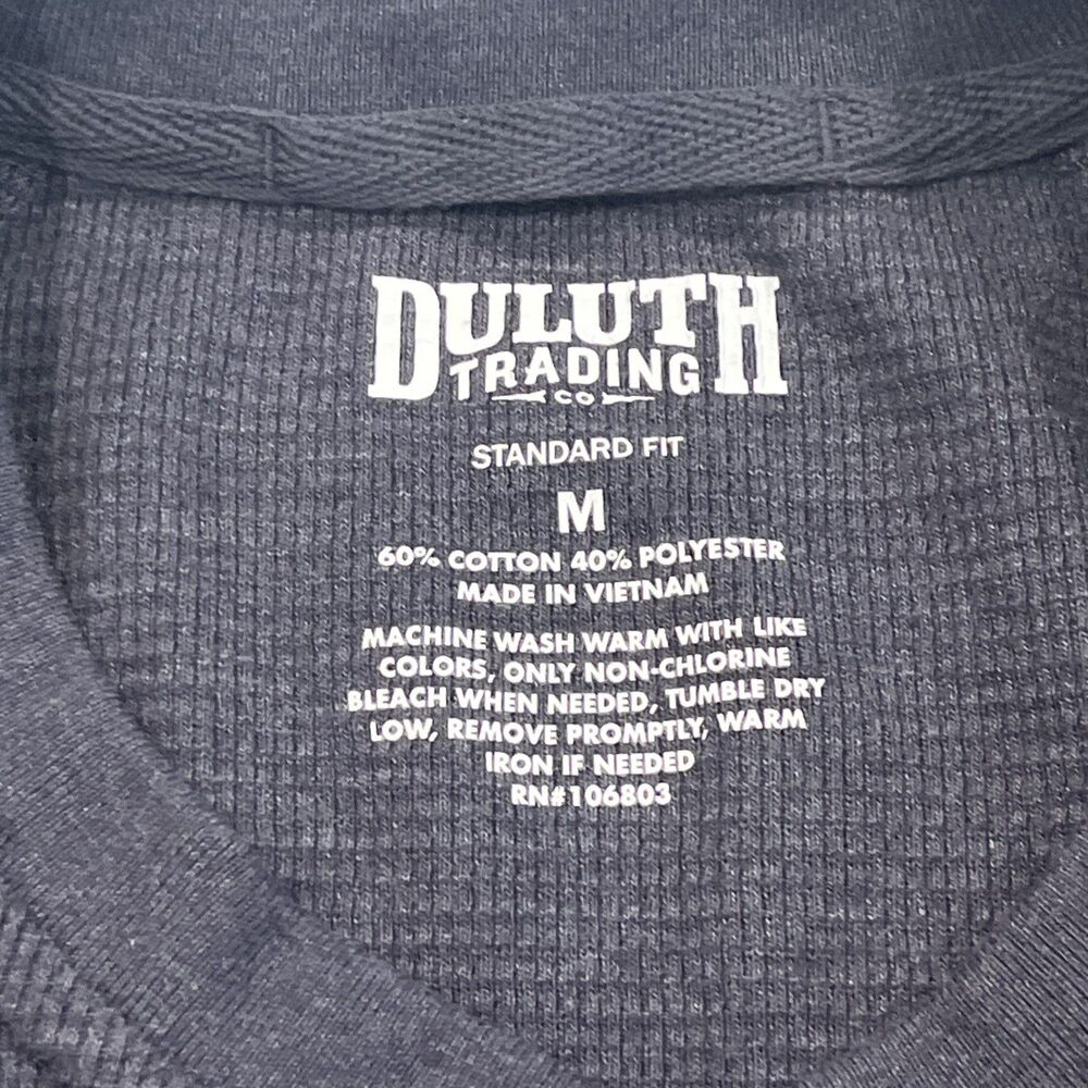 Duluth Trading Burly Thermal Standard Fit Henley Shirt Mens Medium Gray Ink EUC - Picture 7 of 8